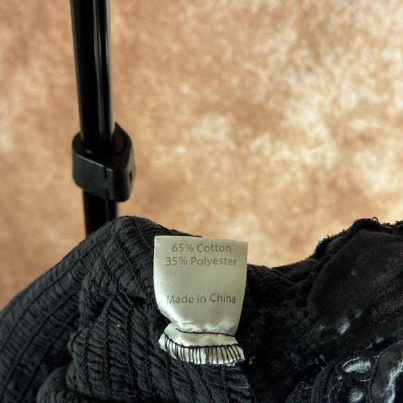 Princess Polly Black Smocked Peplum Crop Top Eyelet Strap Boho Size 4 - Picture 7 of 7